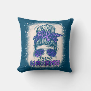 Purple Lupus Awareness Leopard Messy Bun Lupus Kussen