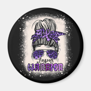 Purple Lupus Awareness Leopard Messy Bun Lupus Magneet