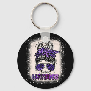 Purple Lupus Awareness Leopard Messy Bun Lupus Sleutelhanger