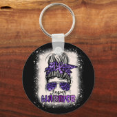 Purple Lupus Awareness Leopard Messy Bun Lupus Sleutelhanger (Voorkant)