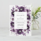 Purple Luxurious Botanical Wedding Kaart (Staand voorkant)