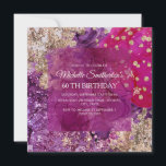 Purple Magenta Gold Abstract Luxury Kaart<br><div class="desc">Make a striking statement with this luxurious purple and magenta abstract birthday invitation. Rich jewel-tone ink textures blend with shimmering faux gold and silver glitter accents for a glamorous, modern look that’s perfect for milestone celebrations, evening parties, or upscale events. Elegant typography highlights the guest of honor’s name and age,...</div>