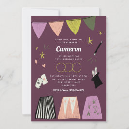 Purple Magic Show Kids Birthday Kaart