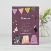 Purple Magic Show Kids Birthday Kaart (Staand voorkant)