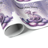 Purple Magical Dragon Baby Shower Cadeaupapier (Rol Hoek)