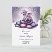 Purple Magical Dragon Baby Shower Kaart (Staand voorkant)