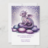 Purple Magical Dragon Baby Shower Kaart (Achterkant)