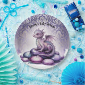 Purple Magical Dragon Baby Shower Papieren Bordje (Feest)