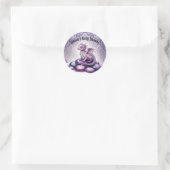 Purple Magical Dragon Baby Shower Ronde Sticker (Tas)