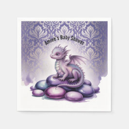 Purple Magical Dragon Baby Shower Servet