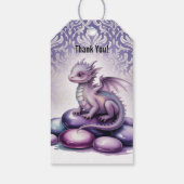Purple Magical Dragon Baby Shower Thank You Cadeaulabel (Achterkant)