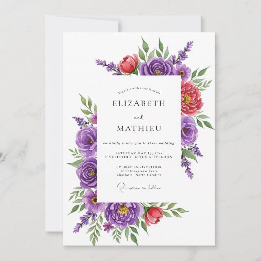 Purple Magnificent Spring Wedding Kaart (Voorkant)