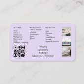 Purple Maid House Cleaning QR Code Professional Visitekaartje (Achterkant)