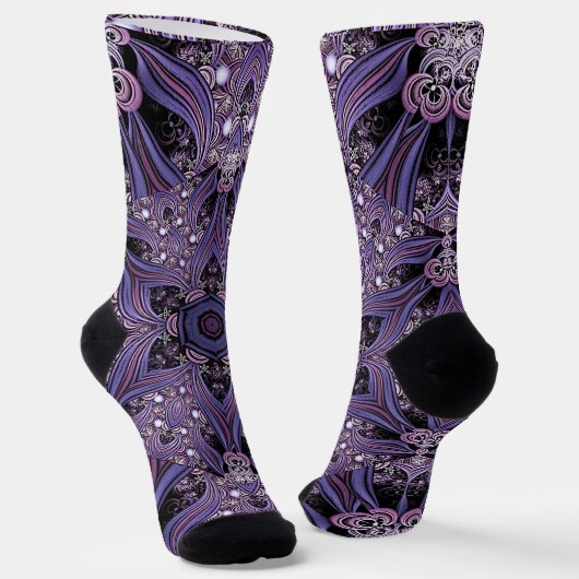 Purple Mandala Geometric Floral Psychedelic Trippy Sokken (Gebogen)