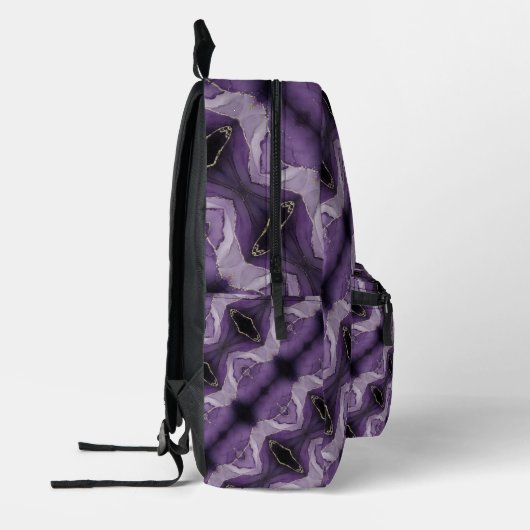 Purple Marble Trippy Kaleidoscope Custom Logo Bedrukte Rugzak (Links)