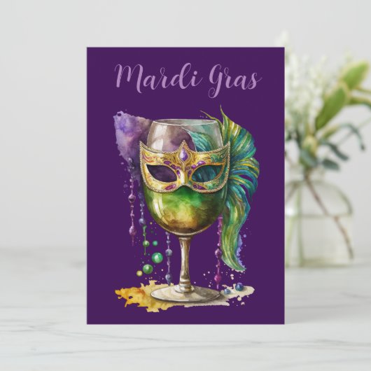 Purple Mardi Gras Mask  Kaart (Staand voorkant)