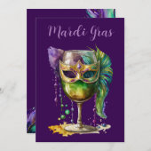 Purple Mardi Gras Mask  Kaart (Voorkant / Achterkant)