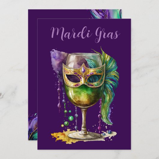 Purple Mardi Gras Mask  Kaart (Voorkant / Achterkant)