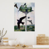 Purple Martins and Their Birdhouse Poster (Keuken)