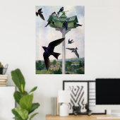 Purple Martins and Their Birdhouse Poster (Thuiskantoor)