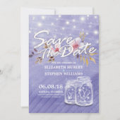 Purple Mason Jars Wedding Save The Date (Voorkant)