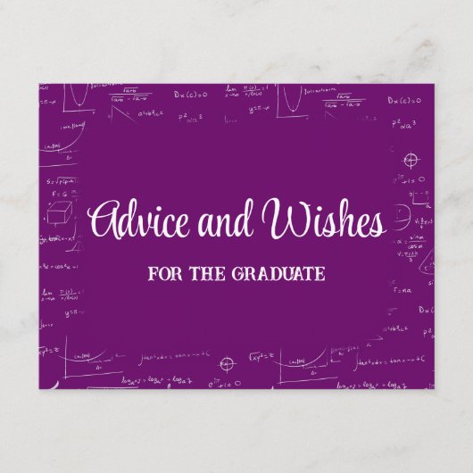 Purple Math Graduation Party Advice for Graduate Informatiekaartje (Voorkant)