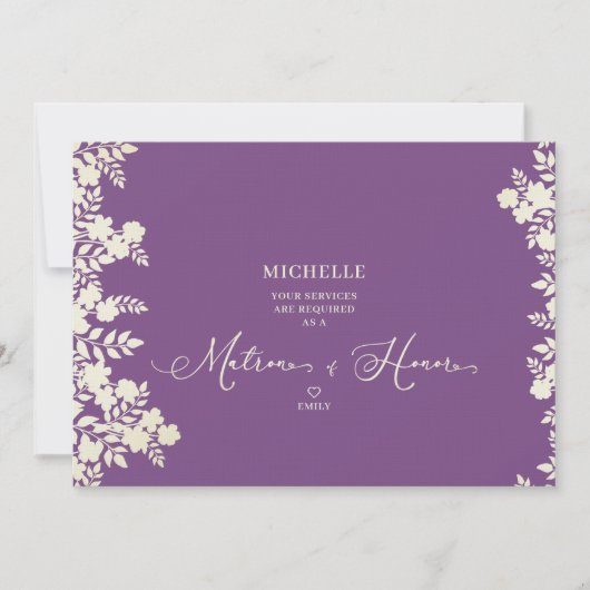 Purple Matron of Honor Proposal Botanical Frame (Voorkant)