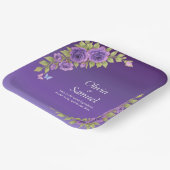 Purple Mauve Flowers & White Wedding  9" Square Papieren Bordje (Gebogen)