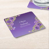 Purple Mauve Flowers & White Wedding   Kartonnen Onderzetters (Schuin)