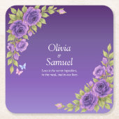 Purple Mauve Flowers & White Wedding   Kartonnen Onderzetters (Voorkant)