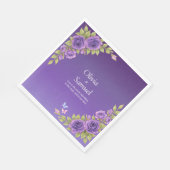 Purple Mauve Flowers & White Wedding  Luncheon Servet (Hoek)