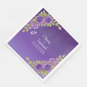 Purple Mauve Flowers & White Wedding Servet (Hoek)