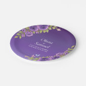 Purple Mauve Flowers & White Wedding Suite  7" Papieren Bordje (Gekanteld)