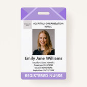Purple Medical Doctor Nurse Aged Security Photo ID Badge (Voorkant)