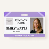 Purple Medical Nurse Aged Care Security Photo ID Badge (Voorkant)