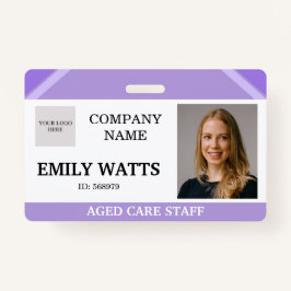 Purple Medical Nurse Aged Care Security Photo ID Badge