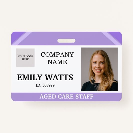 Purple Medical Nurse Aged Care Security Photo ID Badge (Voorkant)