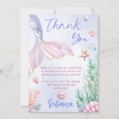 Purple Mermaid 1st Birthday Oneder the Sea Bedankkaart (Voorkant)