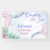 Purple Mermaid 1st Birthday Oneder the Sea Spandoek (Horizontaal)