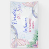 Purple Mermaid 1st Birthday Oneder the Sea Spandoek (Verticaal)
