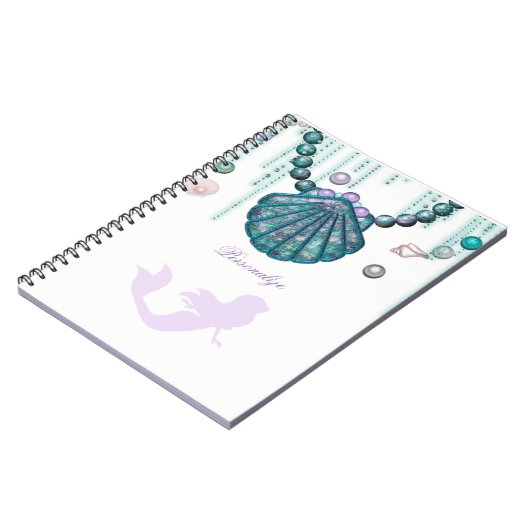 Purple Mermaid Beach Bling Glam Sparkle Custom Notitieboek (Linkerzijde)