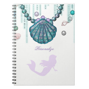 Purple Mermaid Beach Bling Glam Sparkle Custom Notitieboek