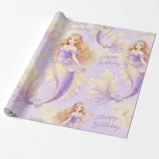 Purple mermaid  cadeaupapier (Uitgerold)