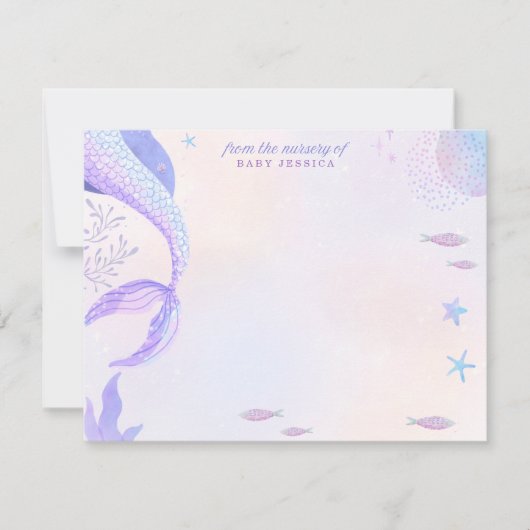 Purple Mermaid Nursery Note Card Kaart (Voorkant)