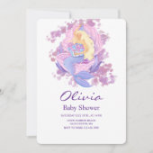 Purple Mermaid Princess Baby Shower Invitation Kaart (Voorkant)