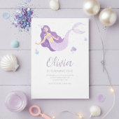 Purple Mermaid Under The Sea Baby Shower  Kaart