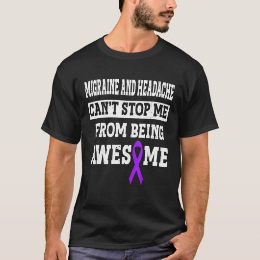 Purple Migraine Warrior Awareness Chronic Migraine T-shirt (Voorkant)