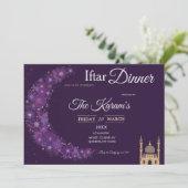 Purple Minimal Mosque Ramadan Iftar Party  Invit Kaart (Staand voorkant)
