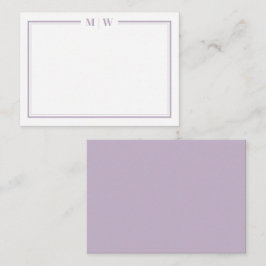 Purple Minimalist Monogram Notitiekaartje