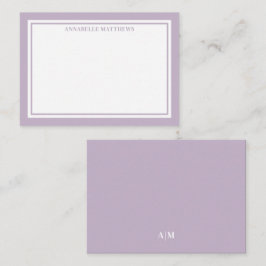Purple Minimalist Name Monogram Notitiekaartje